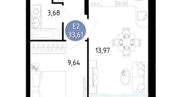 1-к. квартира, 33&nbsp;м²