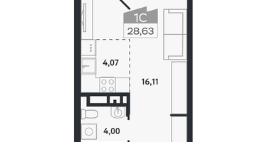 Студия, 28&nbsp;м²