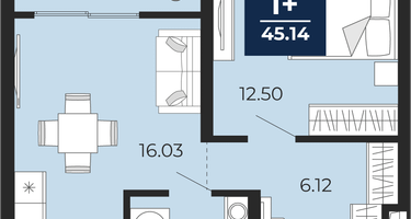 1-к. квартира, 43&nbsp;м²
