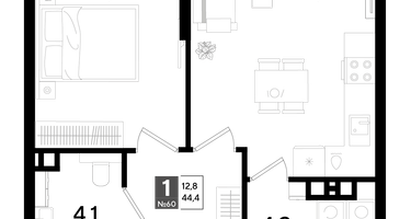 1-к. квартира, 44&nbsp;м²