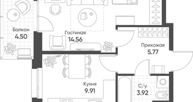 1-к. квартира, 35&nbsp;м²