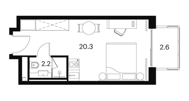 1-к. квартира, 25 м²