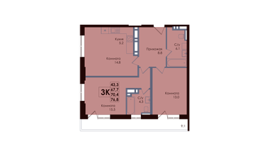 Студия, 71&nbsp;м²