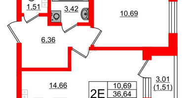 1-к. квартира, 37&nbsp;м²