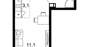1-к. квартира, 21&nbsp;м²