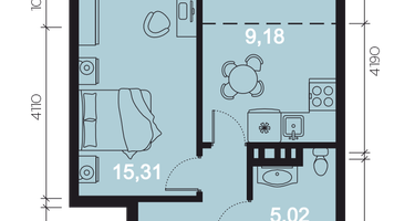 1-к. квартира, 38&nbsp;м²