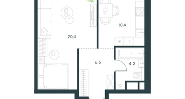 1-к. квартира, 41&nbsp;м²