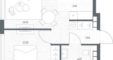 1-к. квартира, 39&nbsp;м²