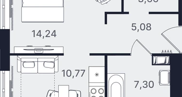 1-к. квартира, 41&nbsp;м²