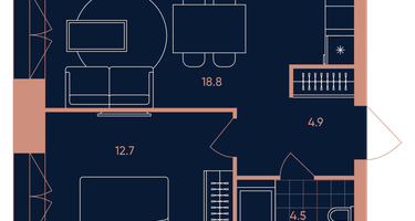 2-к. квартира, 40&nbsp;м²
