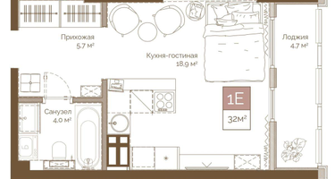 Студия, 31 м²