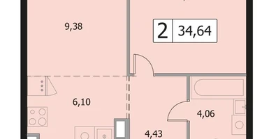 Студия, 34&nbsp;м²