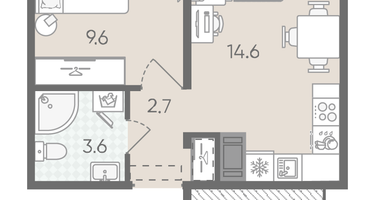 1-к. квартира, 30&nbsp;м²