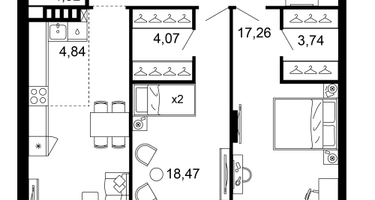 3-к. квартира, 91&nbsp;м²
