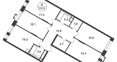 4-к. квартира, 112&nbsp;м²