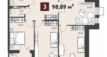 3-к. квартира, 98&nbsp;м²