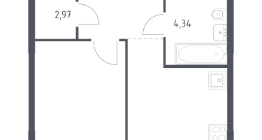 1-к. квартира, 39&nbsp;м²