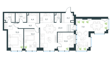 4-к. квартира, 97&nbsp;м²