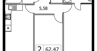 2-к. квартира, 62&nbsp;м²