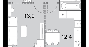 1-к. квартира, 36&nbsp;м²