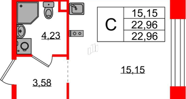 Студия, 22 м²
