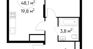 1-к. квартира, 48&nbsp;м²