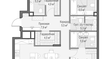 3-к. квартира, 151 м²