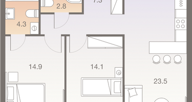 3-к. квартира, 66&nbsp;м²