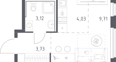 Студия, 20&nbsp;м²
