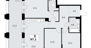 3-к. квартира, 97&nbsp;м²