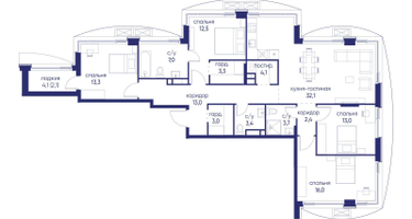 4-к. квартира, 128&nbsp;м²