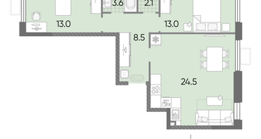 Студия, 64&nbsp;м²