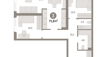2-к. квартира, 71&nbsp;м²