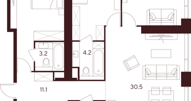 Студия, 95 м²