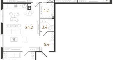 3-к. квартира, 119 м²