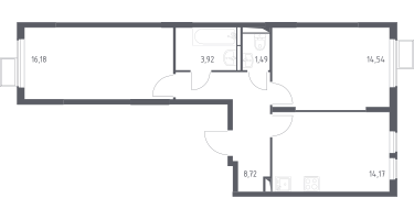 2-к. квартира, 58&nbsp;м²
