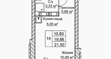 1-к. квартира, 21 м²