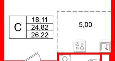 Студия, 24&nbsp;м²