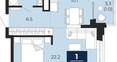 1-к. квартира, 43&nbsp;м²