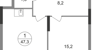 1-к. квартира, 47 м²