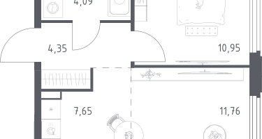 Студия, 38&nbsp;м²