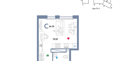 Студия, 24&nbsp;м²