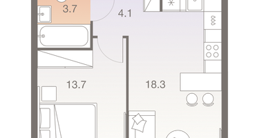 2-к. квартира, 39 м²