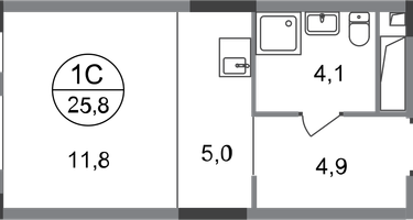 Студия, 25&nbsp;м²