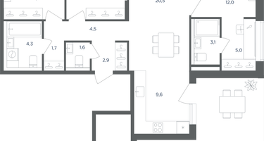 4-к. квартира, 104&nbsp;м²