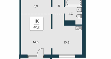 1-к. квартира, 40&nbsp;м²