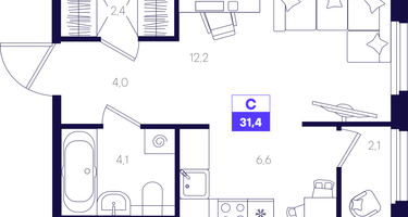 Студия, 31&nbsp;м²