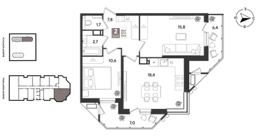 2-к. квартира, 70&nbsp;м²