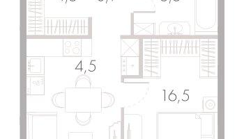 2-к. квартира, 47 м²