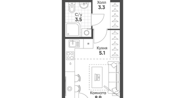 Студия, 21&nbsp;м²